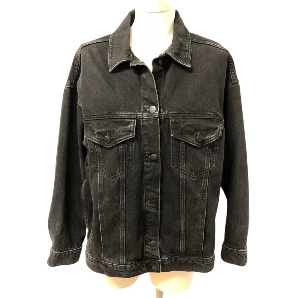 Pilcro Denim Jacket Womens Small Washed Black Cotton‎ Button Front Trucker OB18